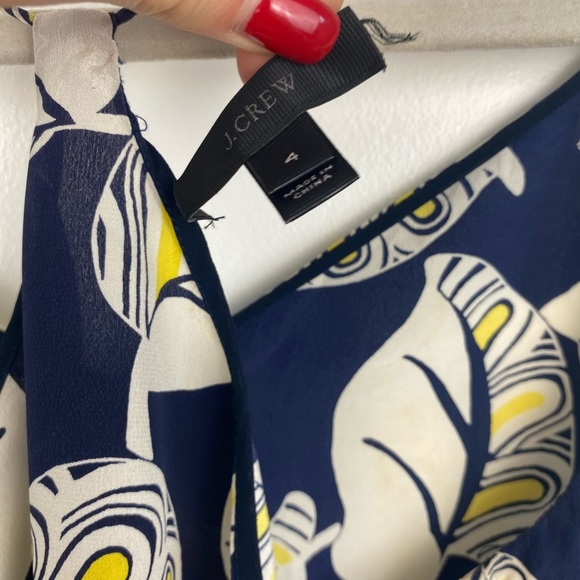 J Crew Carrie 100% silk cami top strappy tank tropical leaf print navy blue 4 - Picture 6 of 12
